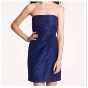 J.Crew Silk Taffetta Dress -Navy-Size 2 Petite